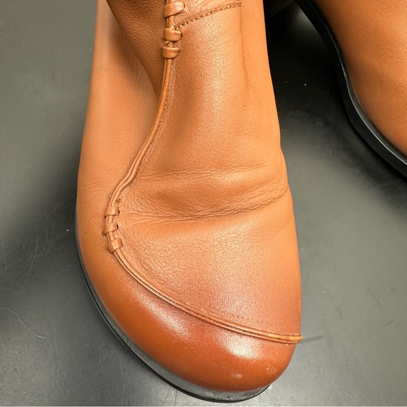 Rare HUMAND Ankle Boot Back Zip Rounded Block Heel Tan Brown Leather Woman 7.5 - Picture 11 of 11